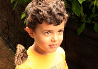 A little boy wearing a yellow shirt
