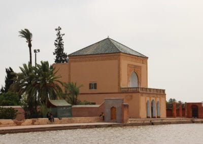 A basin with a building in the background