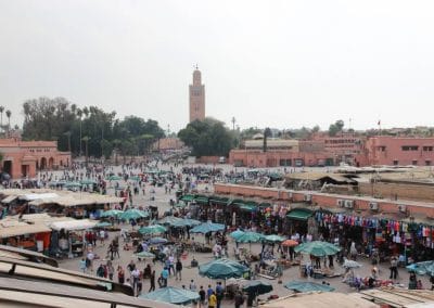 A group of people in a large city