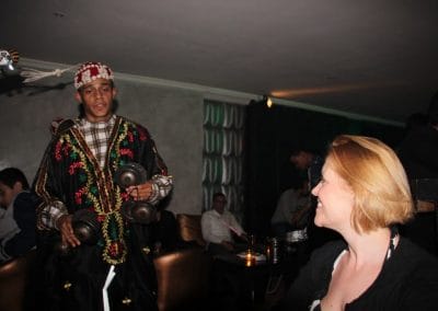 A group of people standing in a room