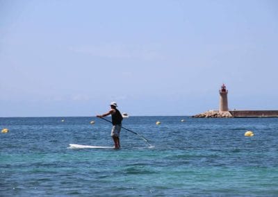 A man rowing a boat in a body of water