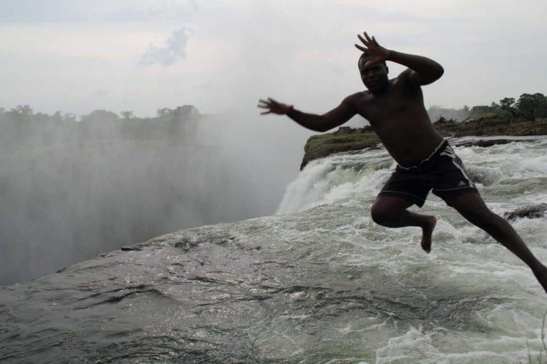A man jumping in water