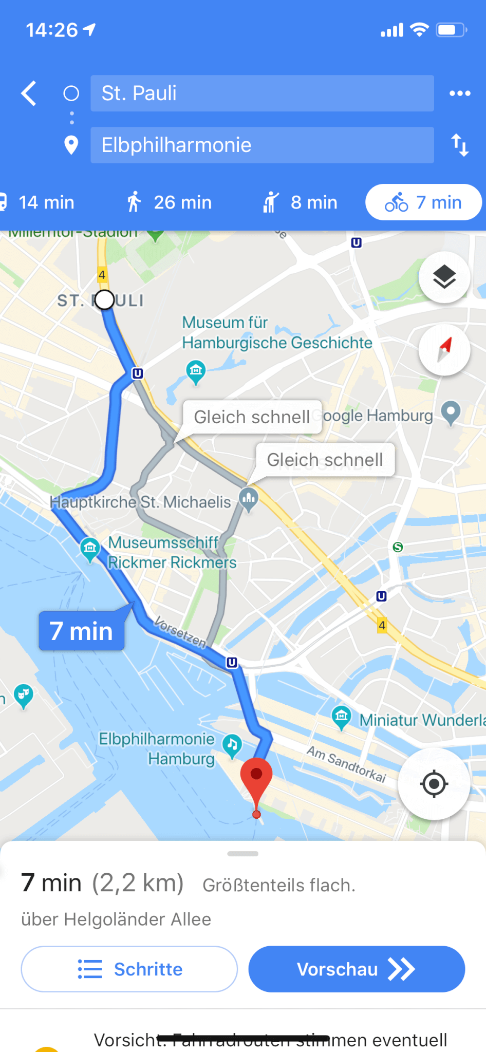 Screenshot der Google Maps App