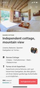 Screenshot der Airbnb App