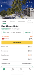 Screenshot der TripAdvisor App