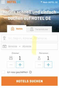 Screenshot App hotel.de