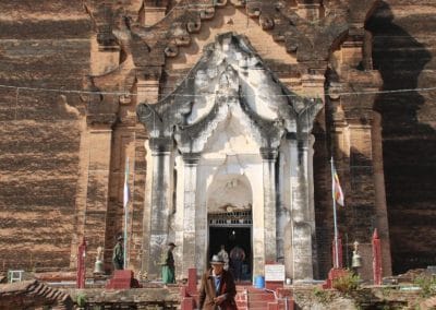 A close up of a stone building