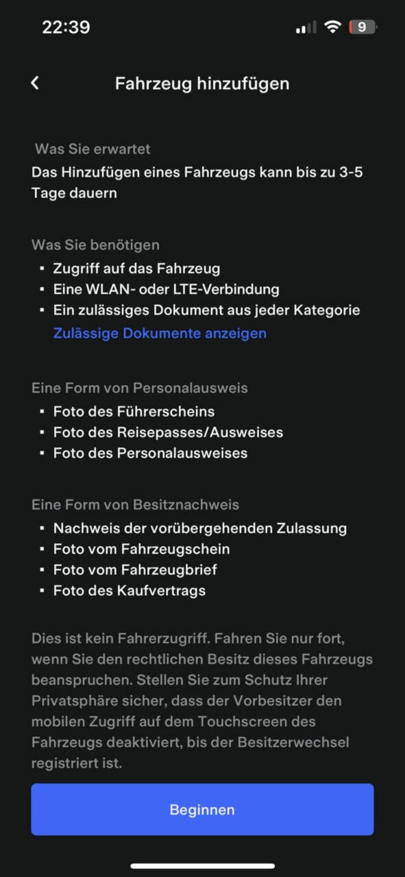 Screenshot - Tesla zu App hinzufügen