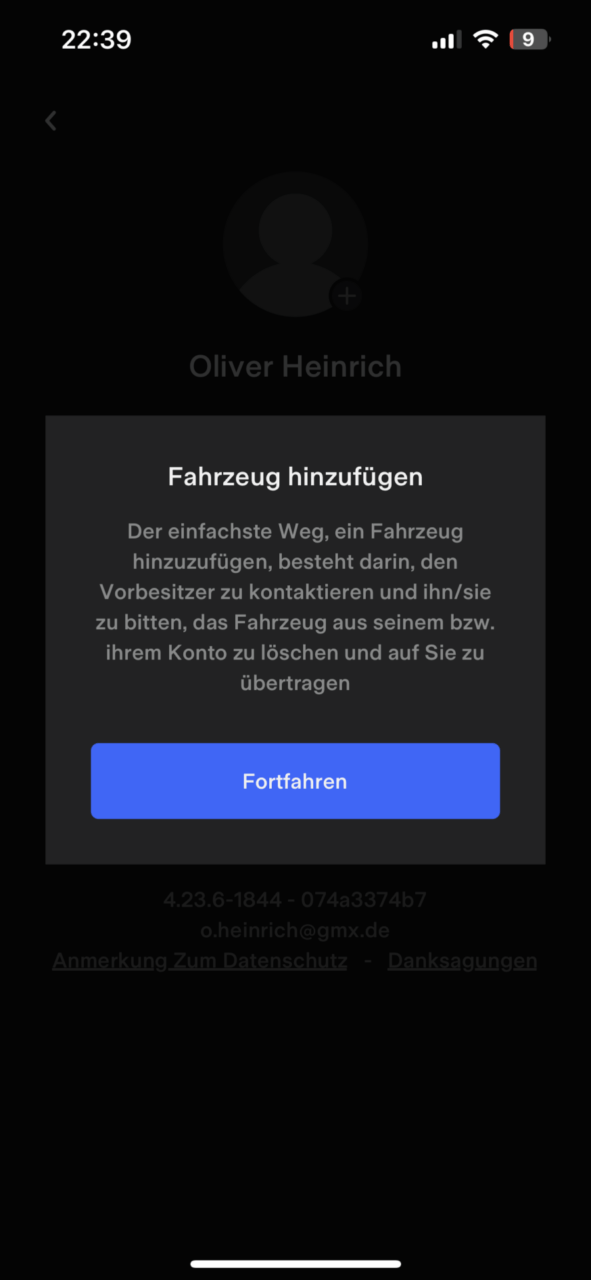 Screenshot - Tesla zu App hinzufügen